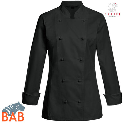 Greiff Cuisine 5407 Stretch Damen Kochjacke, Regular Fit, schwarz