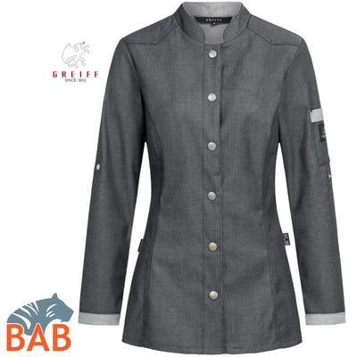 Greiff  Denimstyle 5415 Damen- Kochjacke Regular Fit im Bikerstyle