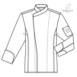 Greiff 5544 Premium Kochjacke mit Satinstreifen