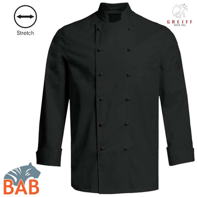 Greiff Cuisine 5566 Stretch Kochjacke Regular Fit, schwarz
