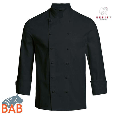 Greiff Cuisine 5566 Kochjacken Mischgewebe schwarz, Regular Fit