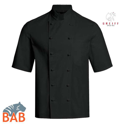 Greiff 5567 Cuisine Kochjacke halbarm schwarz, Regular Fit
