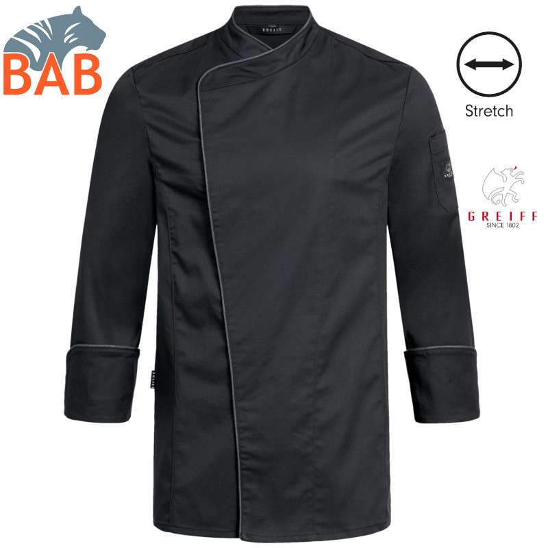 Greiff Cuisine 5577 Kochjacke schwarz- Paspel- anthrazit