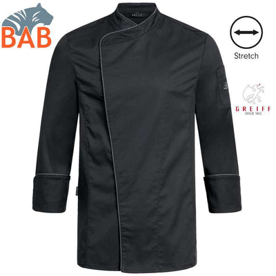 Greiff Cuisine 5577 Kochjacke schwarz- Paspel- anthrazit