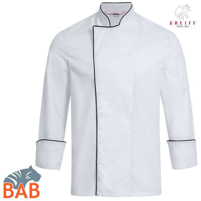 Greiff Cuisine 5581 Kochjacke weiss mit schwarzer Paspel