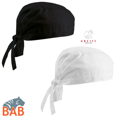 Greiff 5710 Kochmütze Bandana weiß, schwarz 3-er Pack