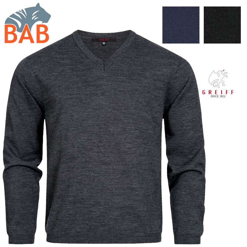 Greiff  6040 Herren-Pullover mit V-Ausschnitt Regular Fit Strick