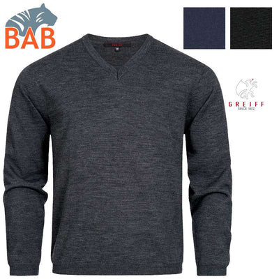 Greiff  6040 Herren-Pullover mit V-Ausschnitt Regular Fit Strick