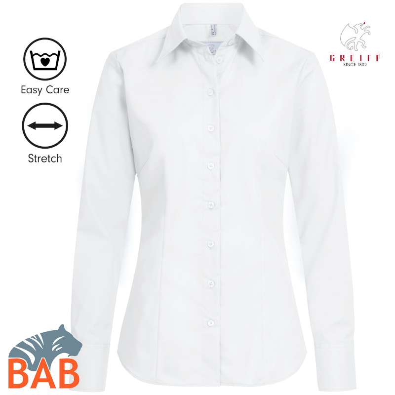 Greiff  Basic 6515  Damen Bluse Regular Fit-langarm, weiss Gr.52 Einzelteil