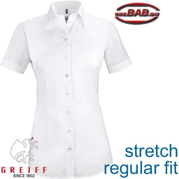 Greiff  Basic 6516 Kurzarm Damenbluse Regular fit, weiß