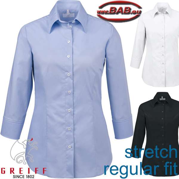 Greiff Basic 6517 Damen Bluse Regular Fit, weiß, schwarz, bleu