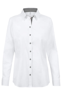 Greiff Modern 65271 Damen Bluse Regular Fit ,weiß mit Farbkontrast