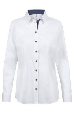Greiff Modern 65271 Damen Bluse Regular Fit ,weiß mit Farbkontrast