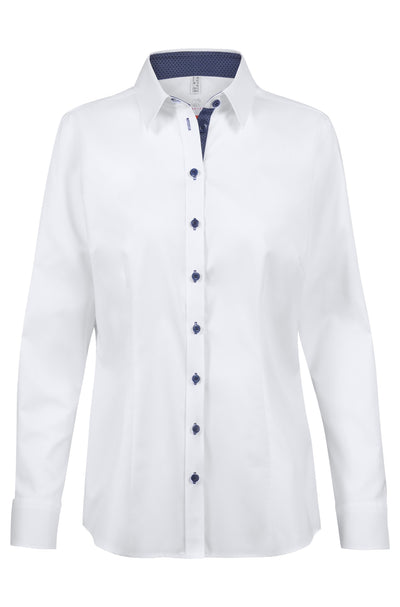 Greiff Modern 65271 Damen Bluse Regular Fit ,weiß mit Farbkontrast