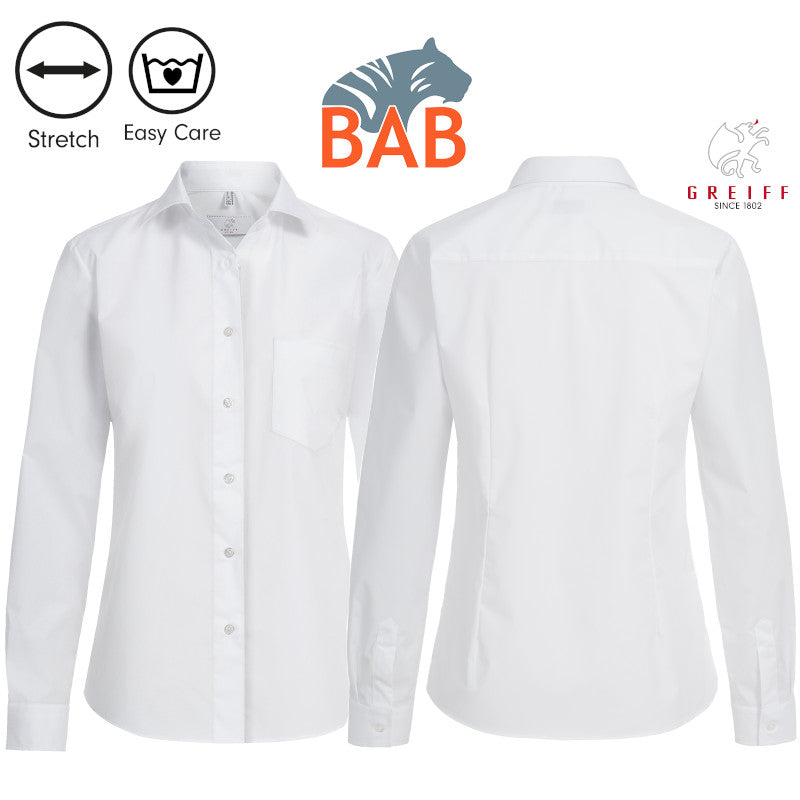 Greiff  Basic 6650 Damenbluse langarm Comfort Fit, weiß