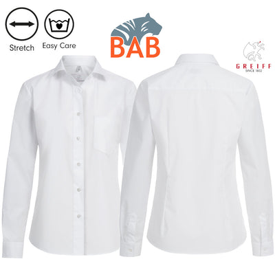 Greiff  Basic 6650 Damenbluse langarm Comfort Fit, weiß
