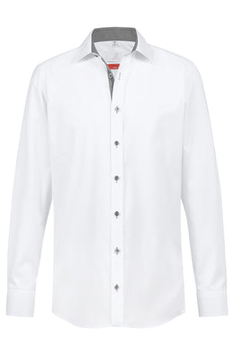 Greiff Modern 67271 Herren Hemd , Regular Fit, Stretch, weiß mit Kontrast