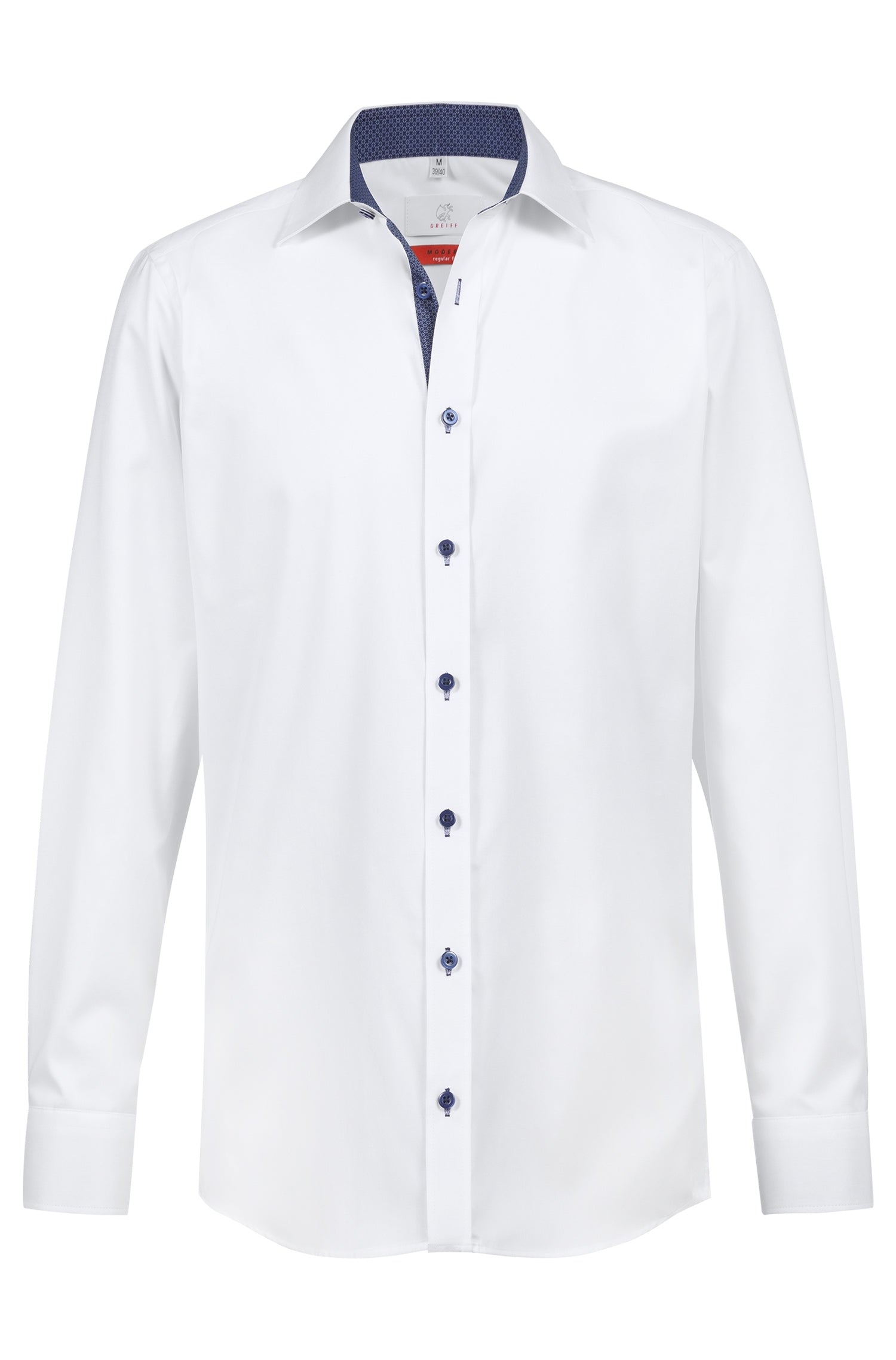 Greiff Modern 67271 Herren Hemd , Regular Fit, Stretch, weiß mit Kontrast