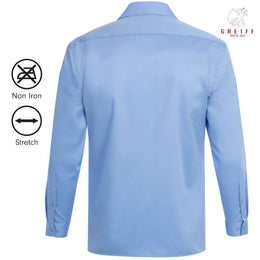 Greiff  Premium 6762  Herrenhemd Regular Fit , Stretch weiss, schwarz, mittelblau