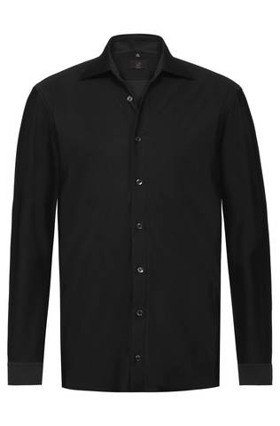 Greiff Casual  6767 Herren-Jerseyhemd langarm Regular Fit, schwarz