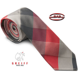 Greiff 6918 Slimline Krawatte für Herren rot / grau Karo