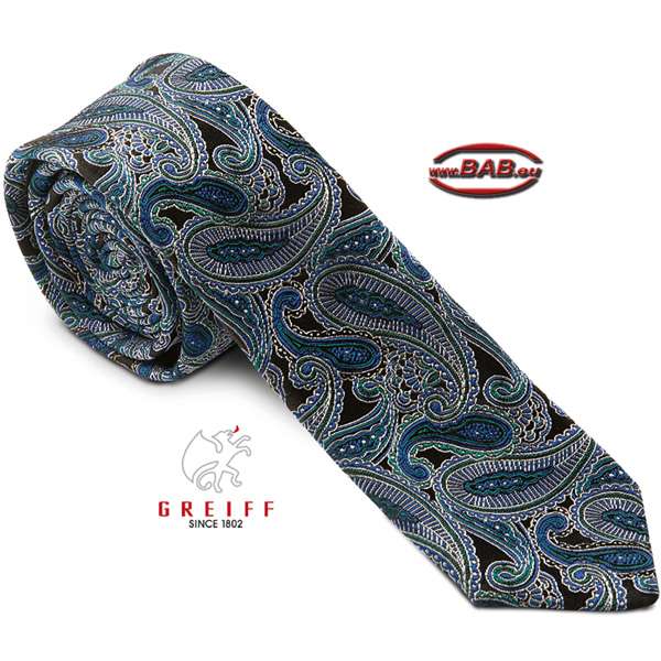 Greiff 6918 Slimline Krawatte für Herren dunkelblau Paisley