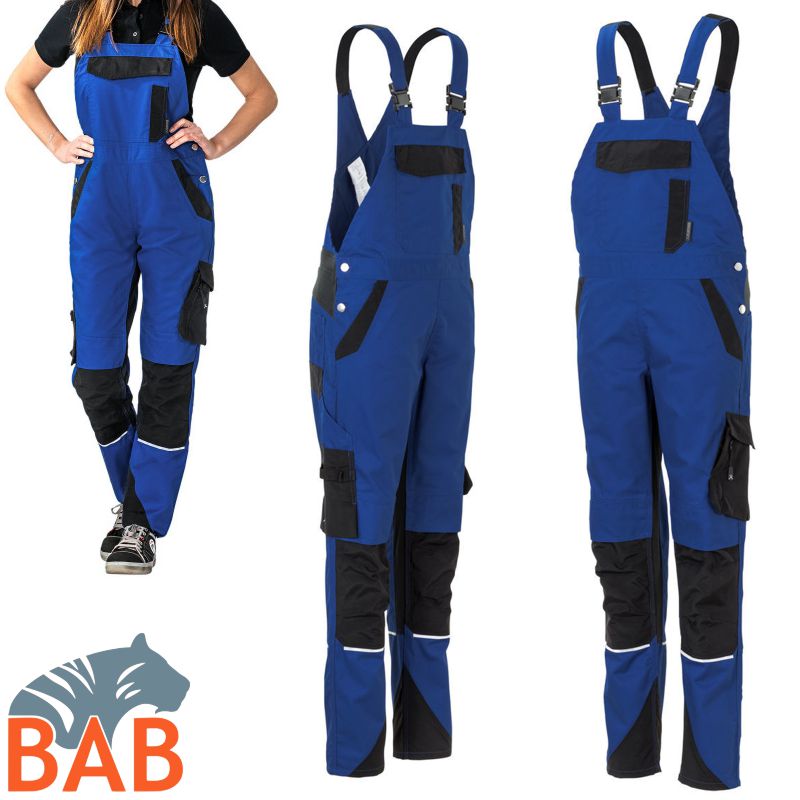 Planam Norit 6532 Latzhose Damen  kornblau-schwarz Damengrösse