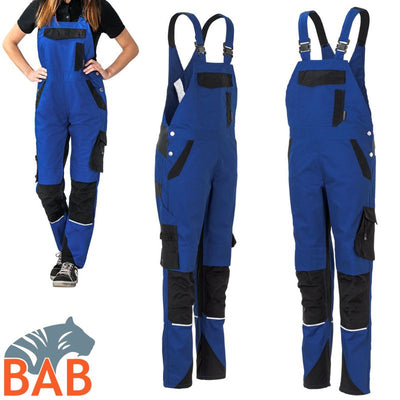 Planam Norit 6532 Latzhose Damen  kornblau-schwarz Damengrösse