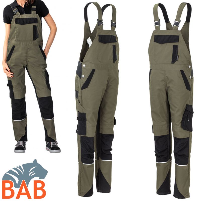 Planam Norit 6535 Latzhose Damen  oliv-schwarz Damengrösse