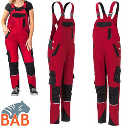 Planam Norit 6537 Latzhose Damen  rot-schwarz Damengrösse