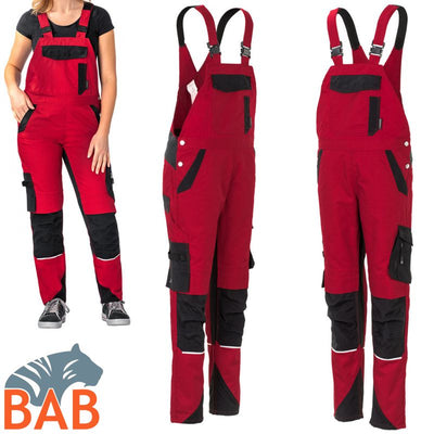 Planam Norit 6537 Latzhose Damen  rot-schwarz Damengrösse