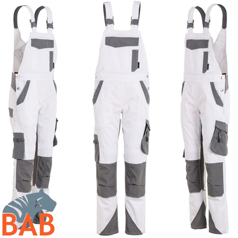 Planam Norit 6538 Latzhose Damen weiss - zink Damengrösse