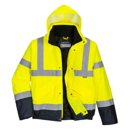 PW-S266 Winter Pilotenjacke Kontrast Warnschutz, gelb-marine