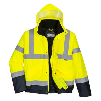 PW-S266 Winter Pilotenjacke Kontrast Warnschutz, gelb-marine