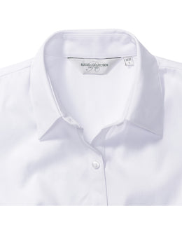 Russel Einzelteile Z-963F Damen-Bluse Herringbone kurzarm hellblau Gr.M, L