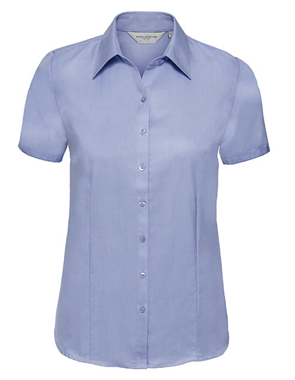 Russel Einzelteile Z-963F Damen-Bluse Herringbone kurzarm hellblau Gr.M, L