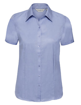 Russel Einzelteile Z-963F Damen-Bluse Herringbone kurzarm hellblau Gr.M, L